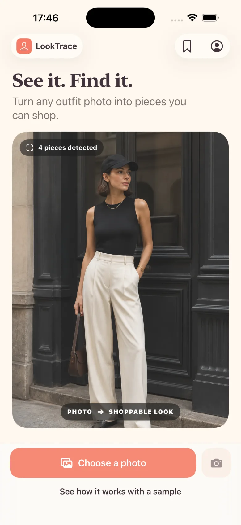 LookTrace detecting four pieces in an outfit photo